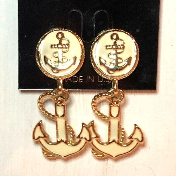 SPEC pin Anchor Enamel Earrings NOC - Picture 3 of 6
